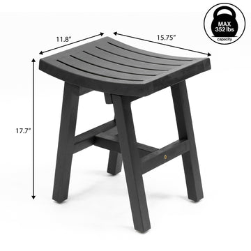 Tamlyn 15.75" Traditional Classic Slatted Solid Acacia Wood Indoor/Outdoor Shower Stool